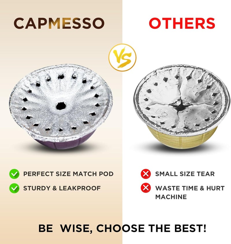 CAPMESSO Aluminum Foil Lids for Nespresso Vertuo Pods: 100 PCS Foil Seal Cover for Reusable Nespresso Pods Vertuo - V2 Perfect Size for nespresso refillable pods(Foil Lids Only) - Image 5